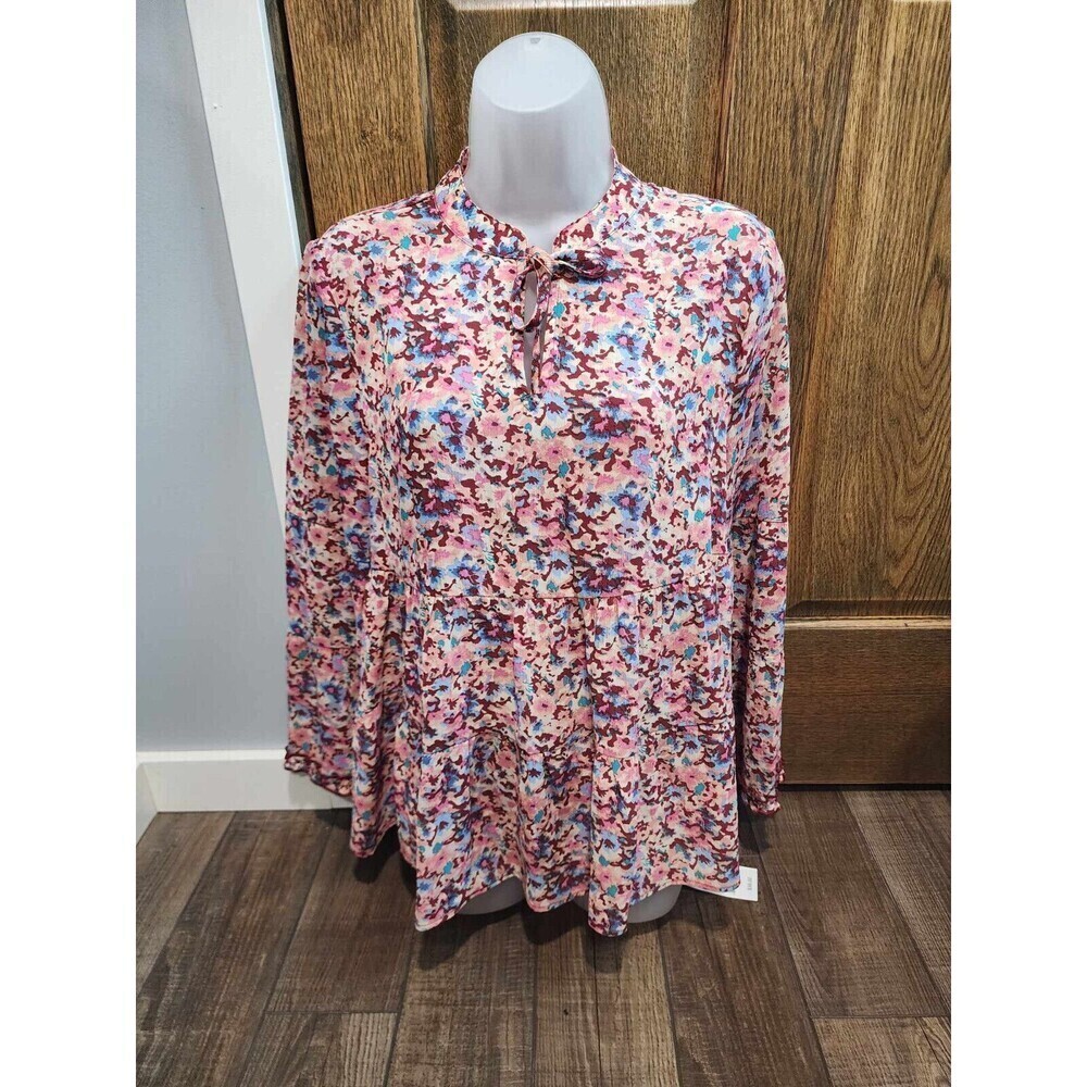 NEW Ophelia Roe womens top blouse Floral  LARGE
